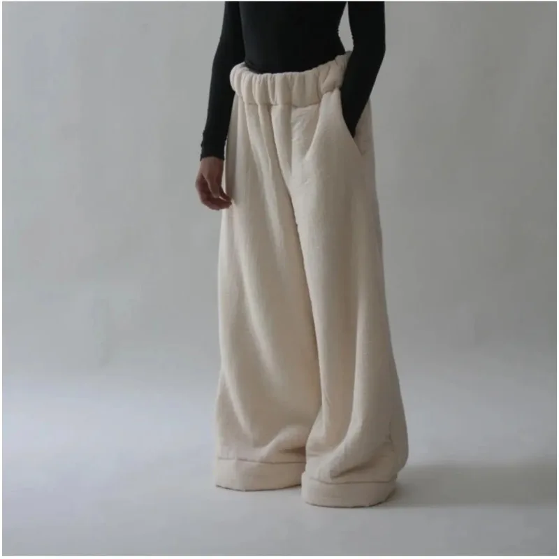 2023 Soft women's wide leg sports pants elastic solid color loose pants side pockets casual women's daily sports pants