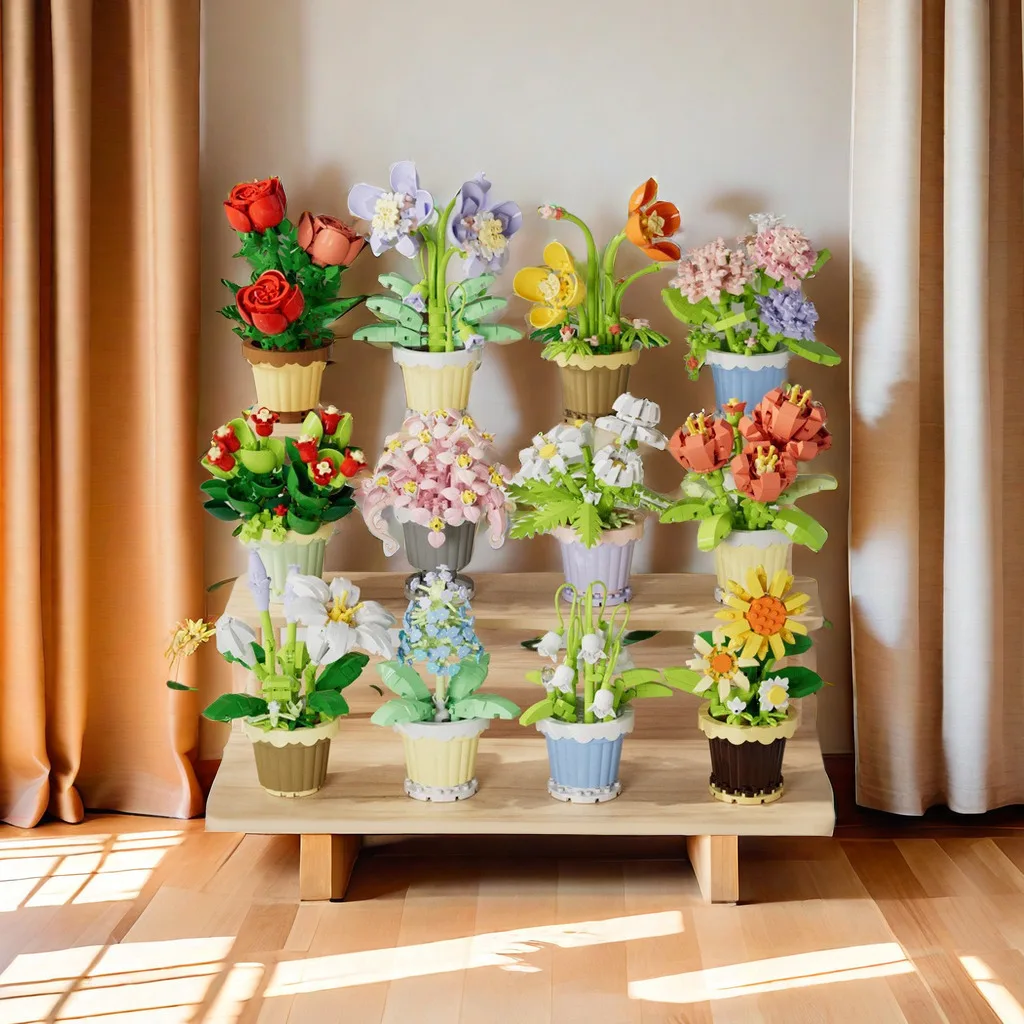 Adulti Mini Building Blocks Giocattolo Bouquet di fiori Block Set Assemblaggio Micro 3d Mattoni Giocattoli per bambini Ragazza da 9 a 12 anni Giochi