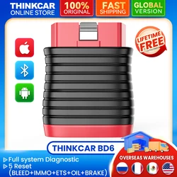 THINKCAR-Herramienta de escáner automático BD6 OBD2, sistema completo, herramientas de diagnóstico de coche, lector de código, 5 reajustes, IMMO, aceite, purga de freno, ETS, gratis de por vida