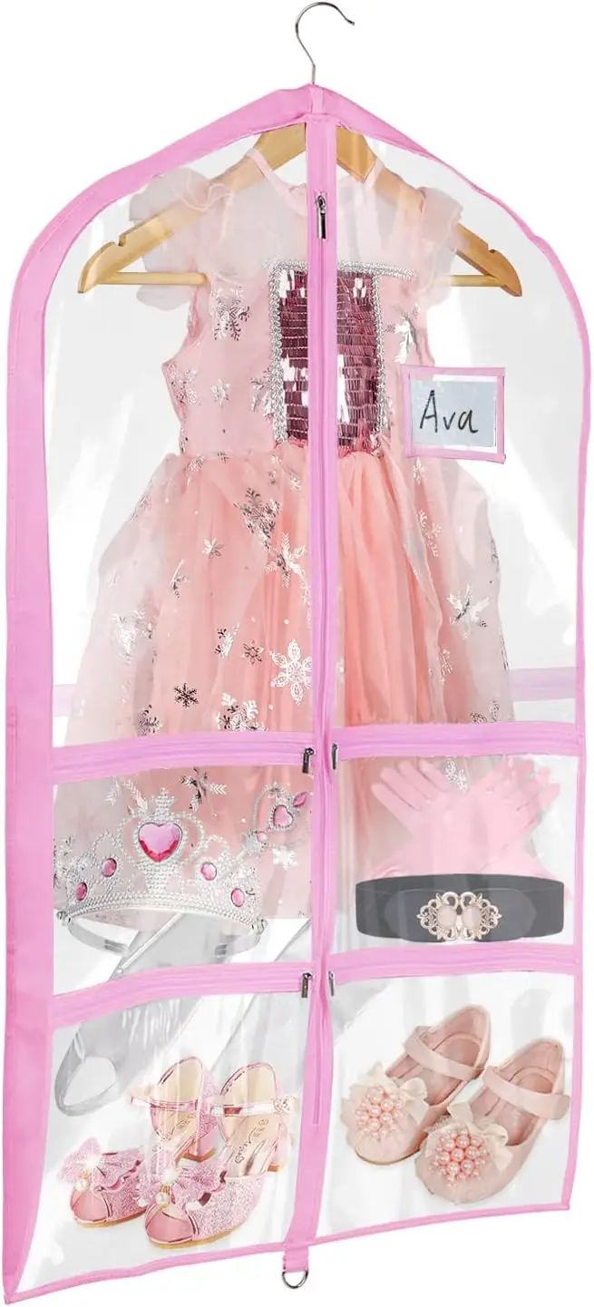 

Прозрачная розовая сумка для танцевальных костюмов из ПВХ с множеством карманов, 40 дюймов, для соревнований