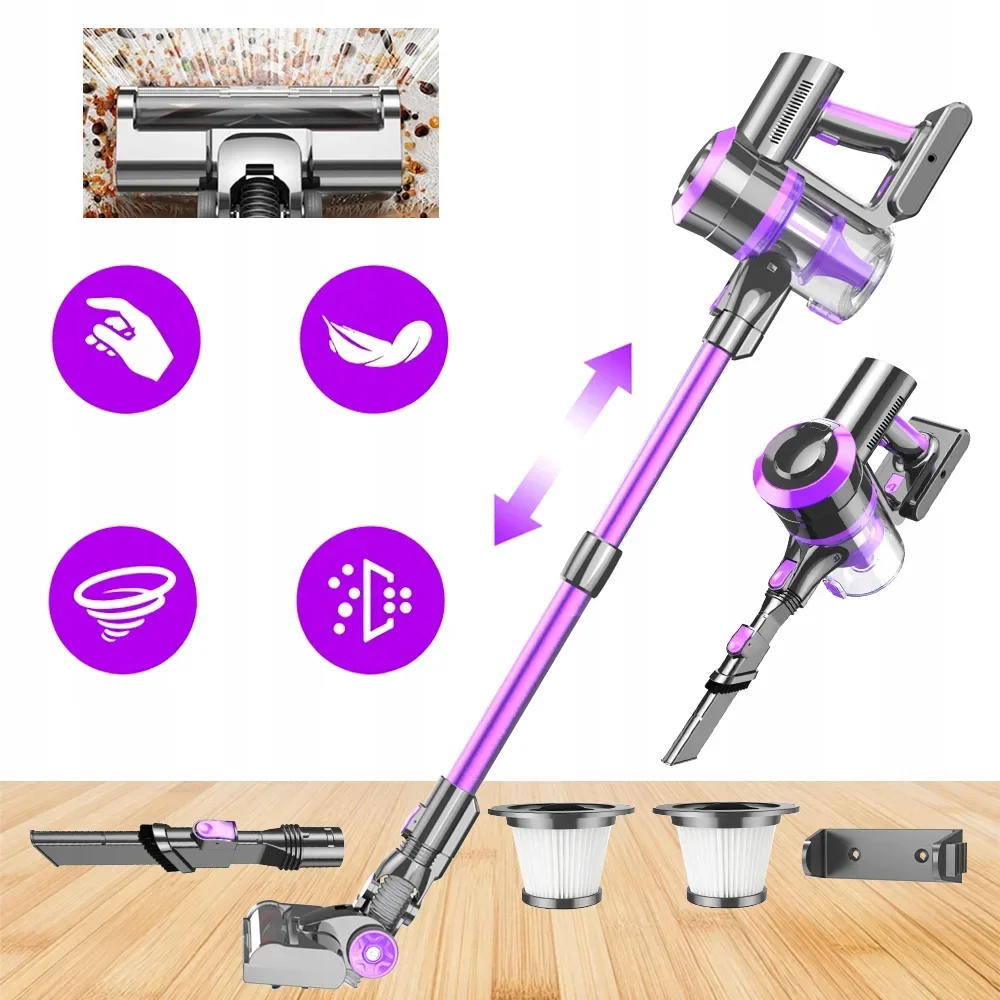 Aspiradora inalámbrica de 450 W y 30.000 Pa con 55 minutos de autonomía y pantalla LED, limpiador de barras anti-enredos para pelo de