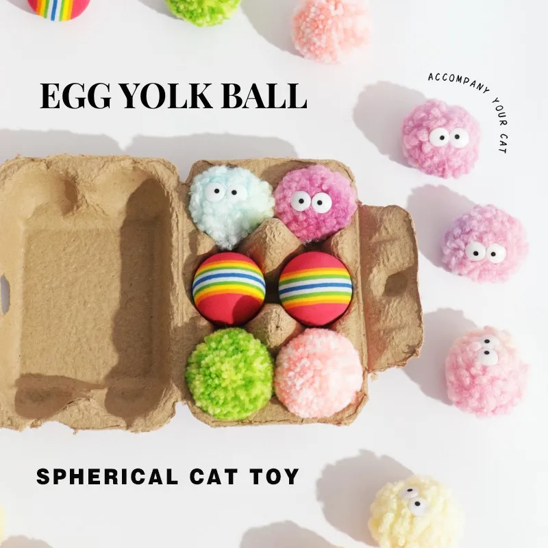 

Soft Bouncy Ball Plush Toy for Cat Egg-shaped Catnip Stuffed EVA Ball Bell Inside Fluffy Toy Quiet Sound Pet Accessories