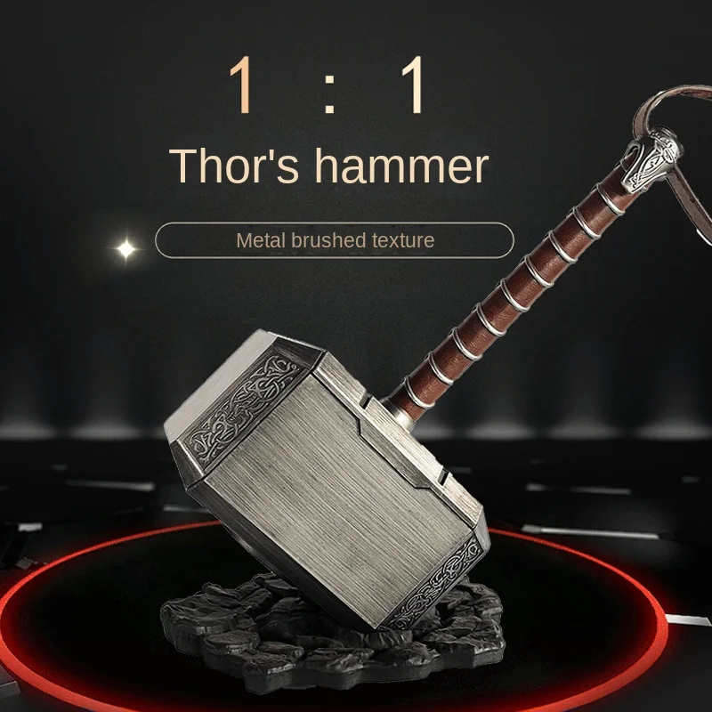 Thor Upgrade Imitation Metal Brushed Hammer Model 1:1 Resin Roleplaying Base Decorative Props Exquisite Handmade Gift Collectors