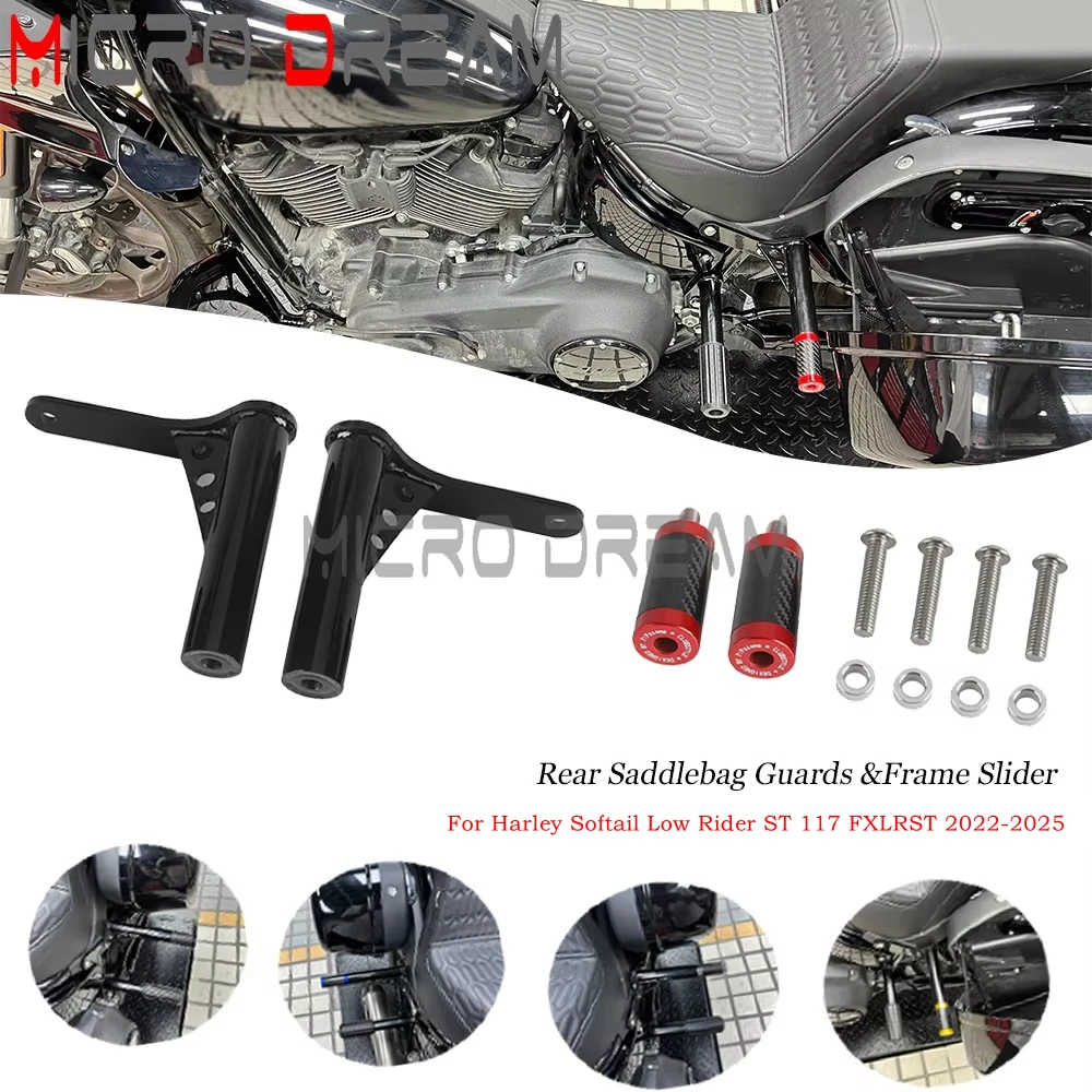 For Harley Softail Low Rider ST 117 FXLRST 2022-2025 Front Highway Engine Guard Crash Bar Rear Saddlebag Guards Frame Slider End