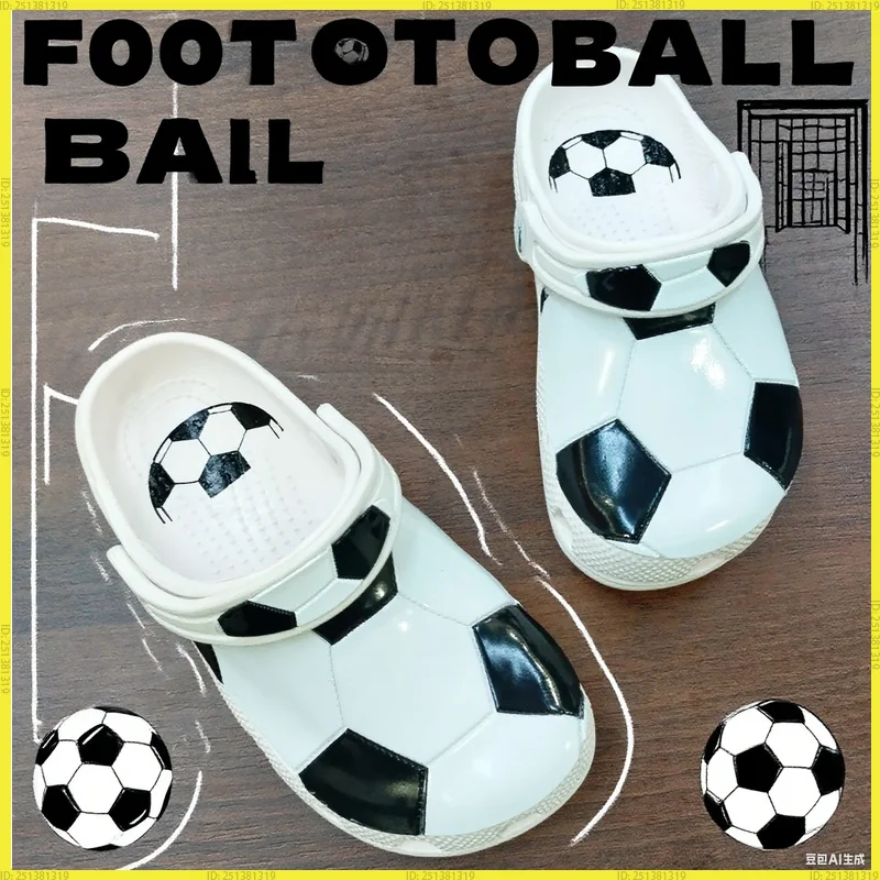 

Hot Sale Cartoon Football Hole Sandals Slippers Sandals Cute Eva Home Beach Ankle-Wrap Breathable Shoes Children Fans Gift