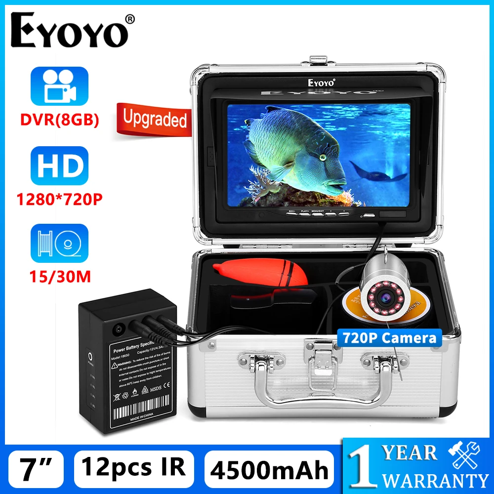 

Eyoyo Fishing Camera Portable 7 Inch Monitor 720P Video Record Underwater Camera Fish Detector 12 IR Lights 1024x600 IPS Screen