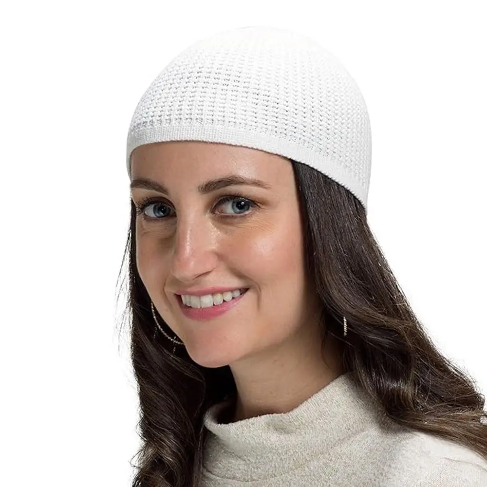 جديد بلون Kufi قبعة تنفس متماسكة الجمجمة قبعة عادية الكروشيه بيني قبعة للنساء