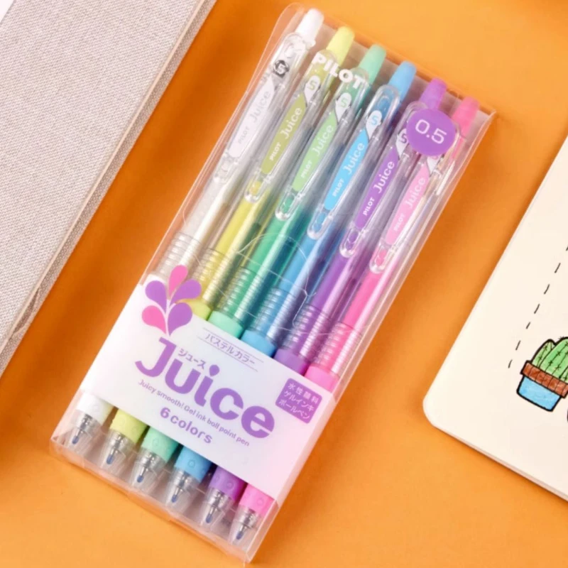 0.5mm Pilot Baile Juice Pen Set Color Press Neutral Pen Student Notes Drawing Hand Account Speed Drying Water Pen 6 Piec/12 Piec