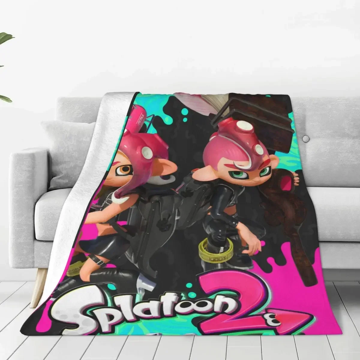 Cute Splatoon Game Blankets Flannel Throw Blankets Home Couch Decoration Soft Warm Bedspreads