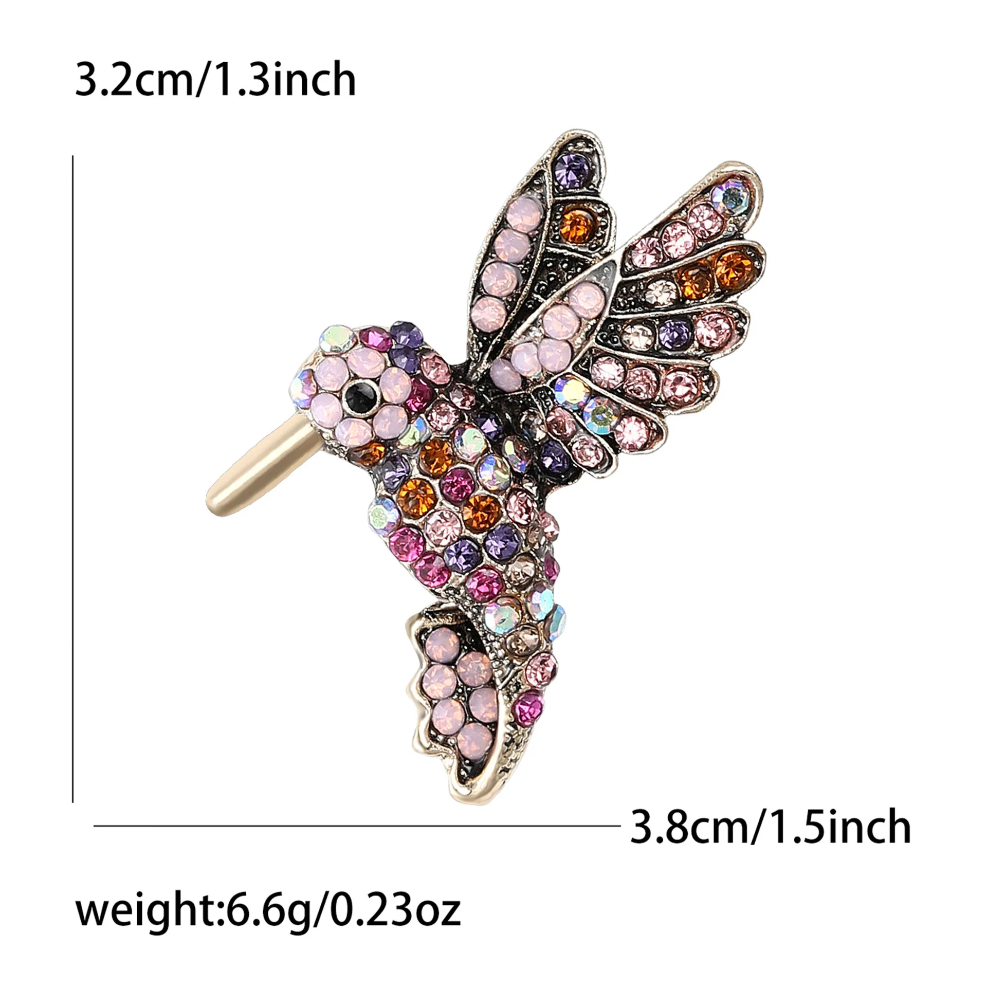 Luxury Rhinestone Hummingbird Brooch For Women Match Men's And Women's Clothing Sweater Corsage Party Jewelry Pin