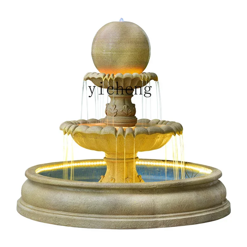 

ZC large spherical water fountain ornament indoor spherical floor fish pond landscape outdoor courtyard lucky decoration