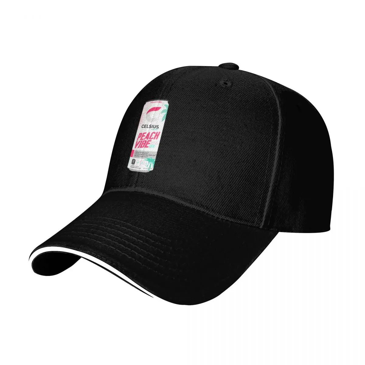 Celsius Peach Vibe Sticker Baseball Cap Casual Daily Wear Quick Dry Performance Cotton Twill Breathable