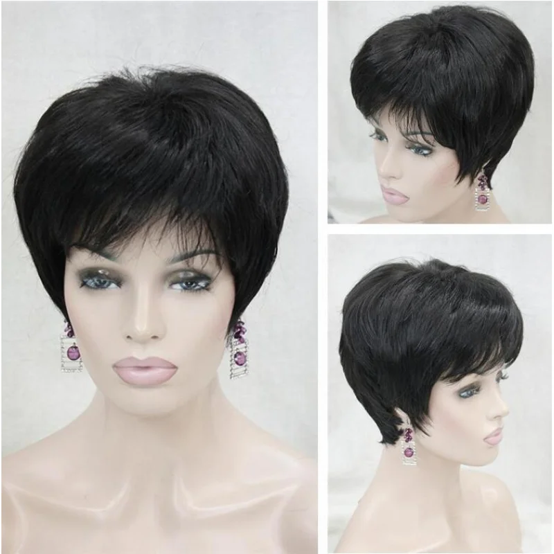 

New Women Wig Short Straight Ladies Natural Hair Wig Light Blonde Wig+Wig Cap