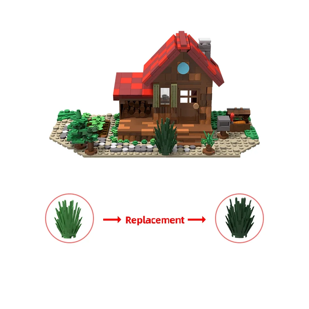 Gobricks MOC Forest Thatched Cottage Rural Towns Stardew Valley Farmhouse Building Blocks Medieval  Architecture Bricks Toy Gift