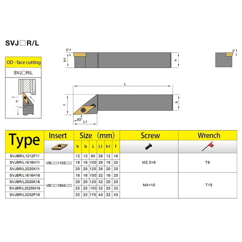 KaKarot External Turning Tool Holder SVJBR1616H16 SVJBR2020K16 SVJBR2525M16 VBMT16 Carbide Inserts Lathe Cutting Machine Tool