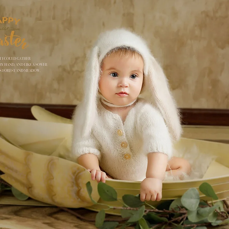 

2023Newborn photography props,Fuzzy bunny romper for baby photo prop