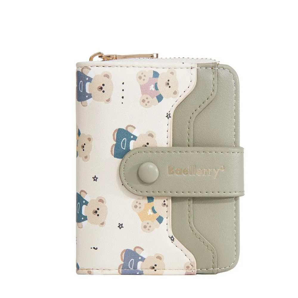 

Simple Korean Style Women Wallet Cartoon Bear Card Bag Short Clutch Zipper Coin Pouch Card Storage Bag