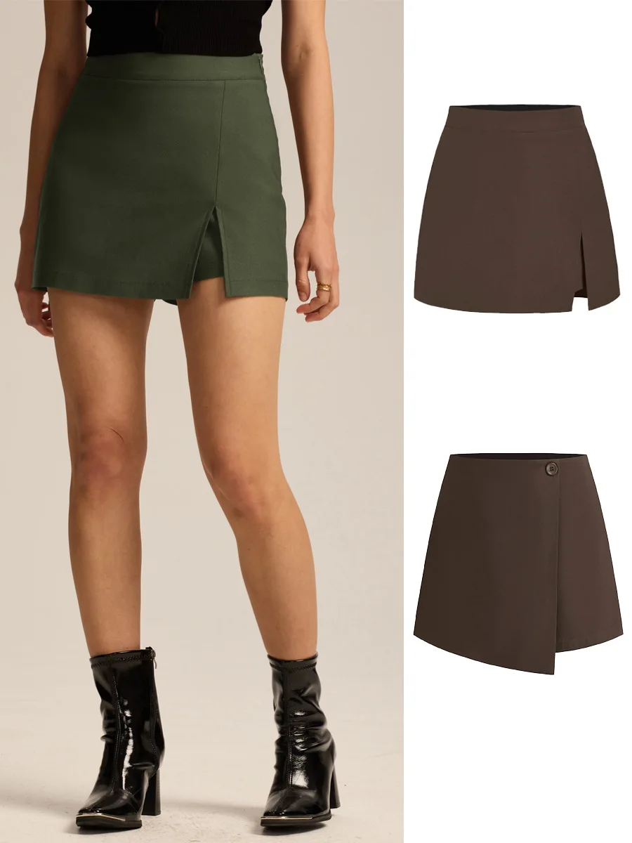 

2025 черная мини-юбка, шорты, женская мода, юбка на одной пуговице для женщин, короткие юбки с высокой талией, женские летние повседневные шорты