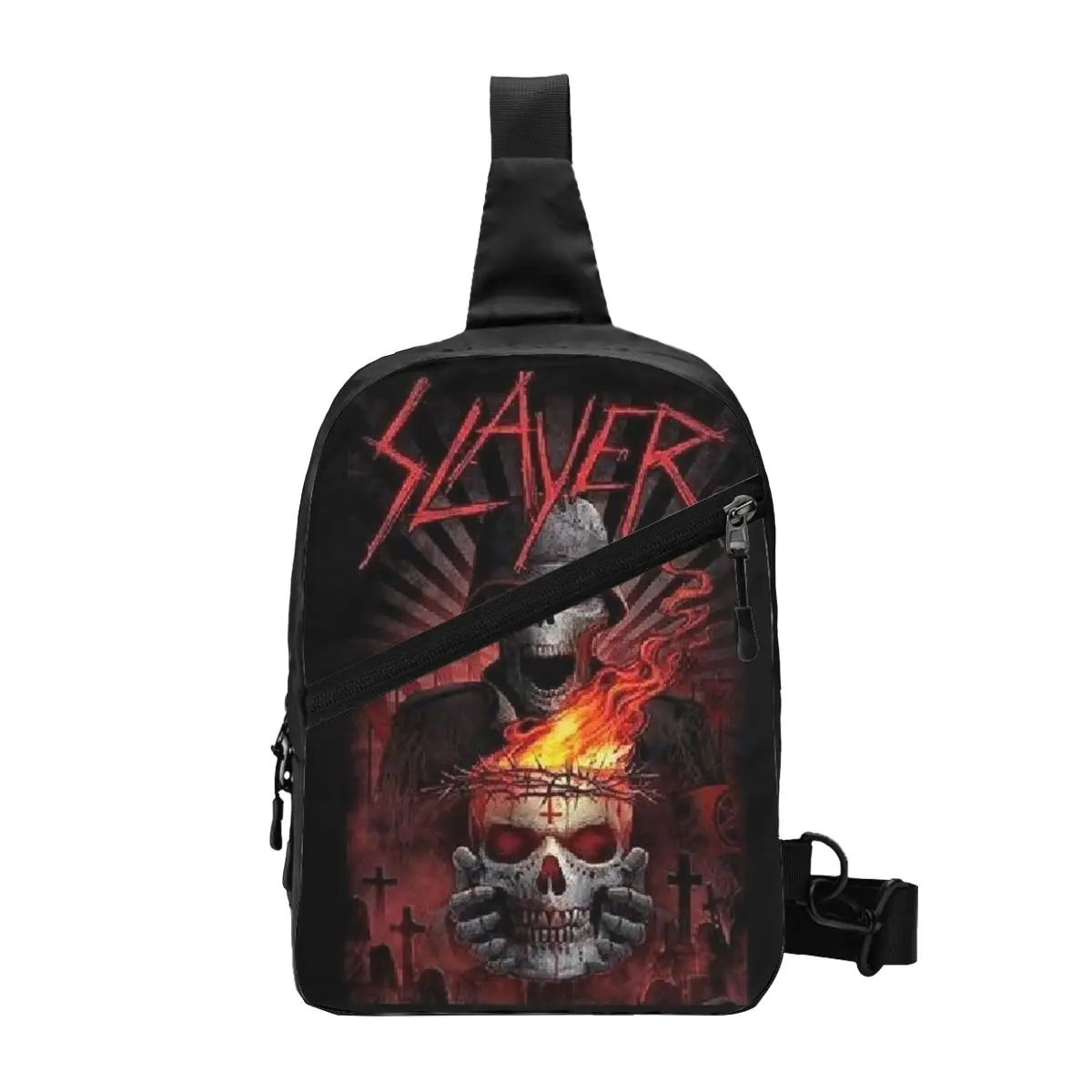 Custom Heavy Metal Rock Band Slayers Sling Chest Bag Shoulder Crossbody Backpack for Men Travel Hiking Daypack