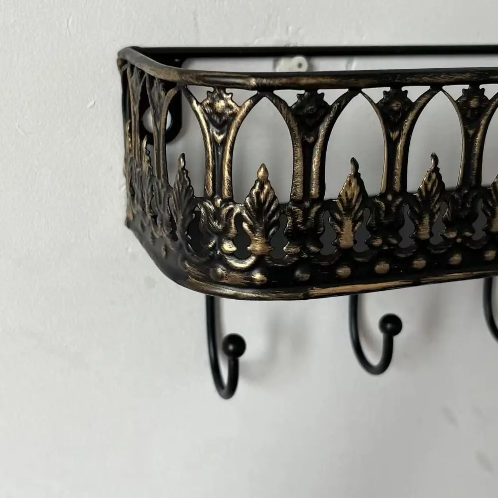 Quality Iron Metal Vintage Metal Wall Rack Multiple Hooks Retro Appearance French Style Iron Hanger Stylish Home Decoration