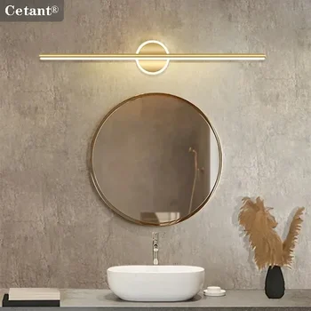 Moderna lâmpada de parede led 40/60cm espelho luz banheiro preto ouro longa tira luminária decoração casa lâmpadas iluminação led lustre