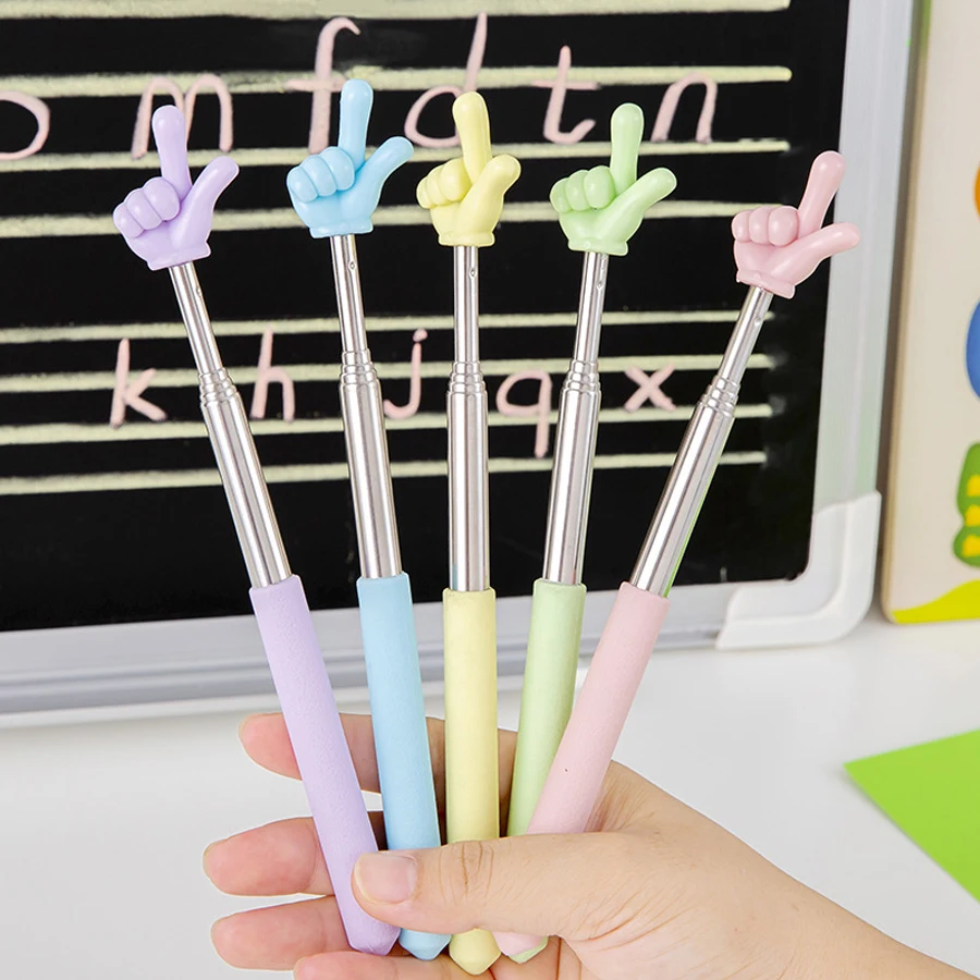 1 قطعة مؤشر المعلم قابل للسحب تصميم الاصبع الفولاذ المقاوم للصدأ تلسكوبي مدرسة التدريس مؤشر عصا لوازم المعلم فئة