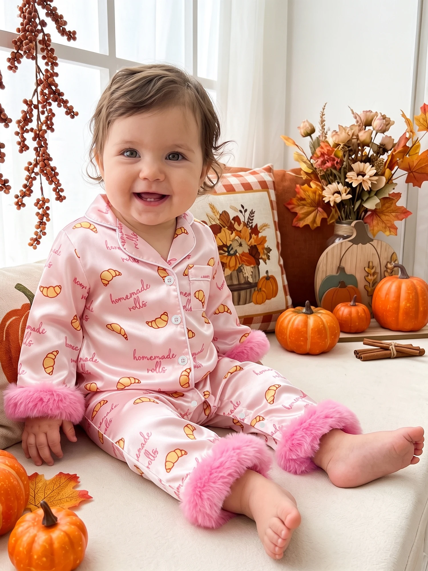 Pajamas Romper Print Print Long Sleeve Pajamas Thanksgiving Pajamas Romper Long Lapel Sleepwear Latest Pajamas Romper Print