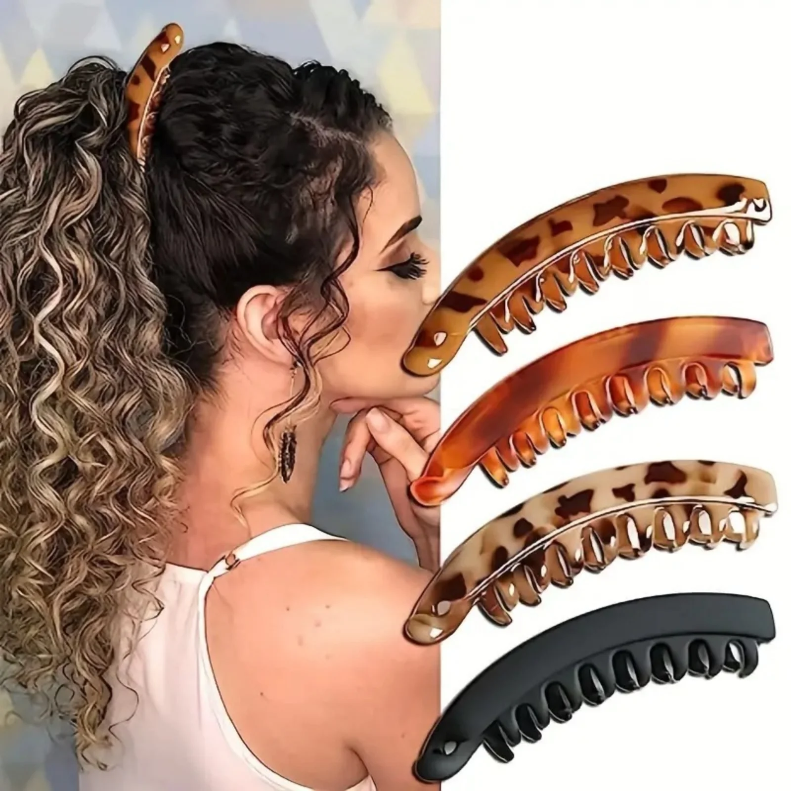 1 unidade de casca de tartaruga - pentes de cabelo estampados: acessórios de cabelo elegantes e duráveis para fixar rabos de cavalo, ideais para todos os tipos de cabelo