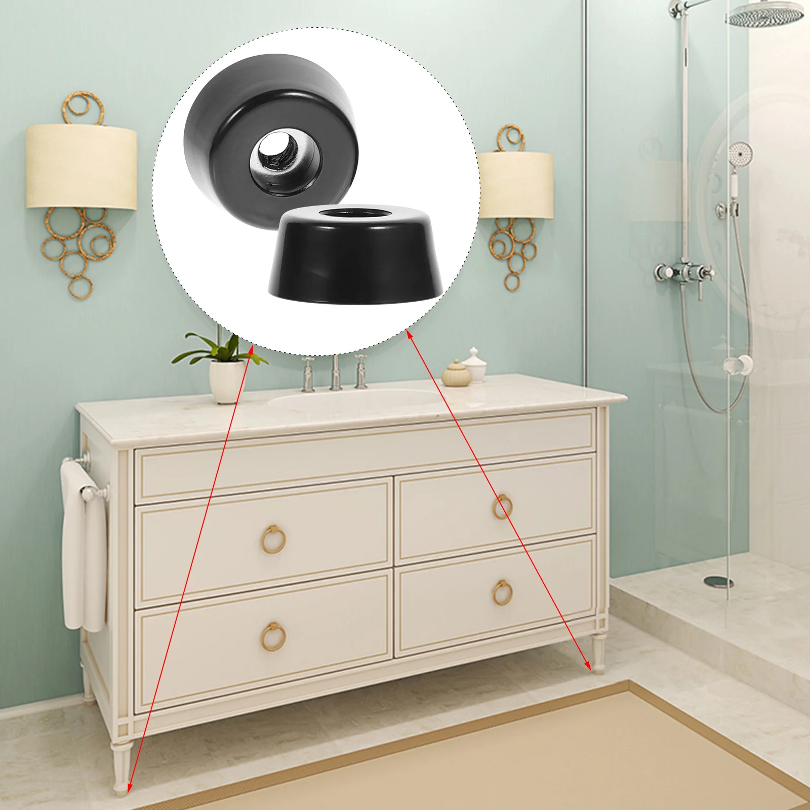 

50Pcs Rubber Feet Non-Slip Furniture Bumper Pad Built-in Stainless Steel Washer for Cutting Board Table Chair Durable Noise