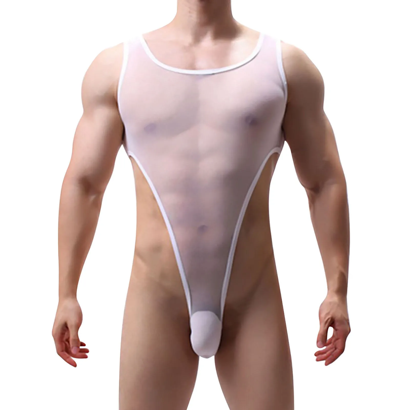 ملابس داخلية كبيرة للرجال ملابس الجسم مثيرة وشفافة بذلة كبيرة مرنة وسلسة ملابس داخلية شبكية هدية غريبة للرجال