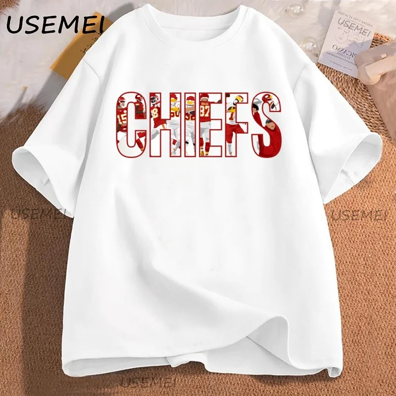 

KC Chiefs Kansas City Football T Shirt Men Women Chiefs T-shirt Unisex Cotton Short Sleeve Retro Style Tee Shirt Woman Clothing