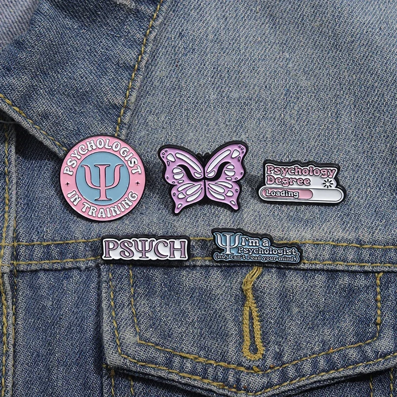 Psychological Health Signs Enamel Pins Psychology Degree Butterfly Brooches Mental Health Creative Lapel Badge Accessories Gift