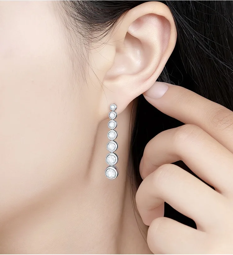 3,18 Karat D-Farbene Moissanit-Diamant-Blasen-Quasten-Ohrringe aus 925 Sterling Silber, Edle Damenschmuck Hängeohrringe, Geburtstagsgeschenk – Detail 5