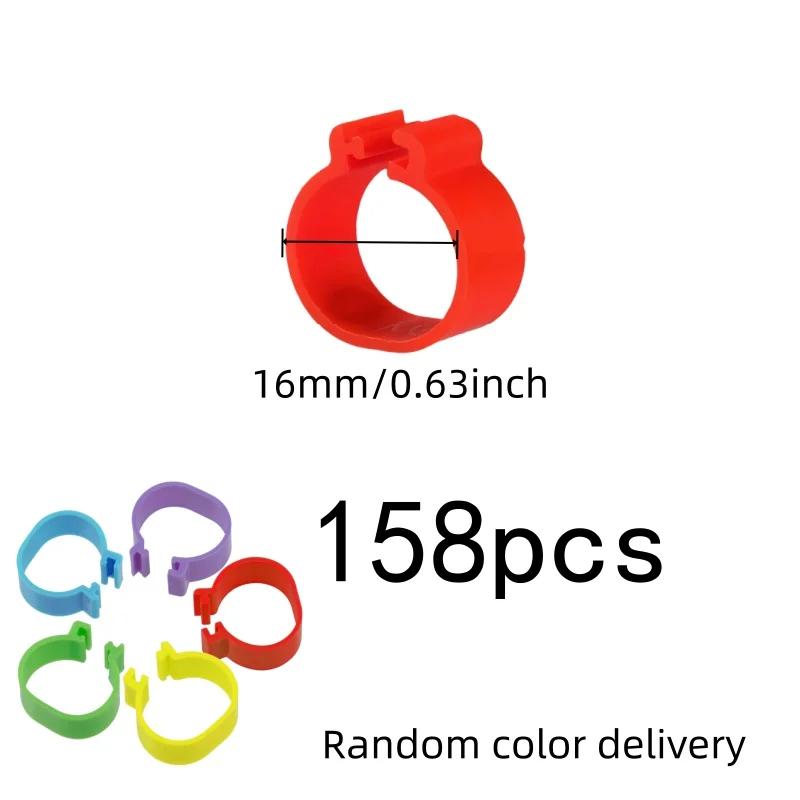 Easy Snap-On Apply Farm Animal ID Rings, 158 pcs, Farm Animal Breeding, Comfort Fit for Chicken Farm Marking, Random Color
