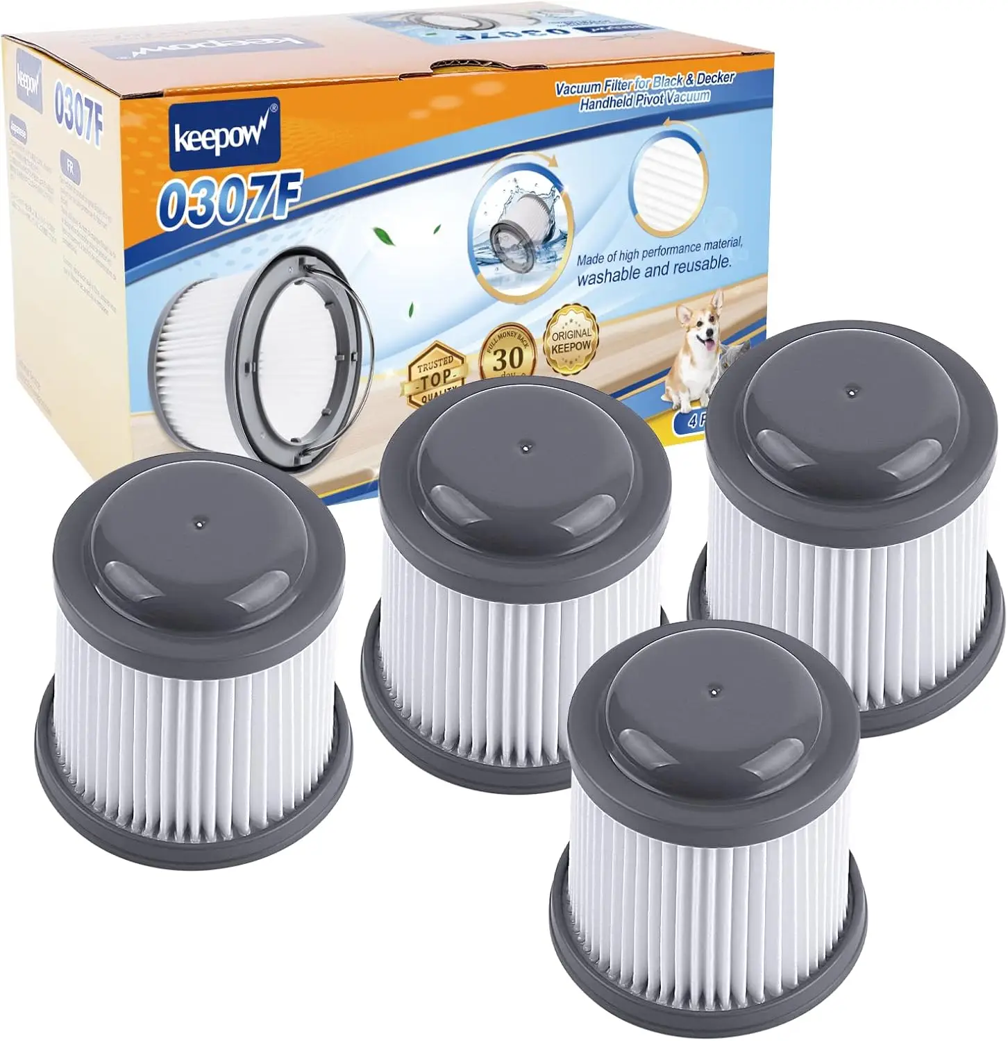 Washable Vacuum Filters, 4 Pack for Handheld Vacuums, Replacement Filters Compatible with Multiple Models