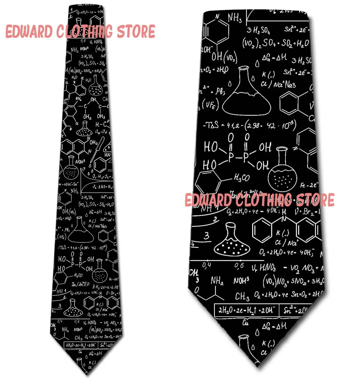 Chemistry Equations Ties Black Necktie Mens Tie Collar Tie Men Wedding Necktie Accessories