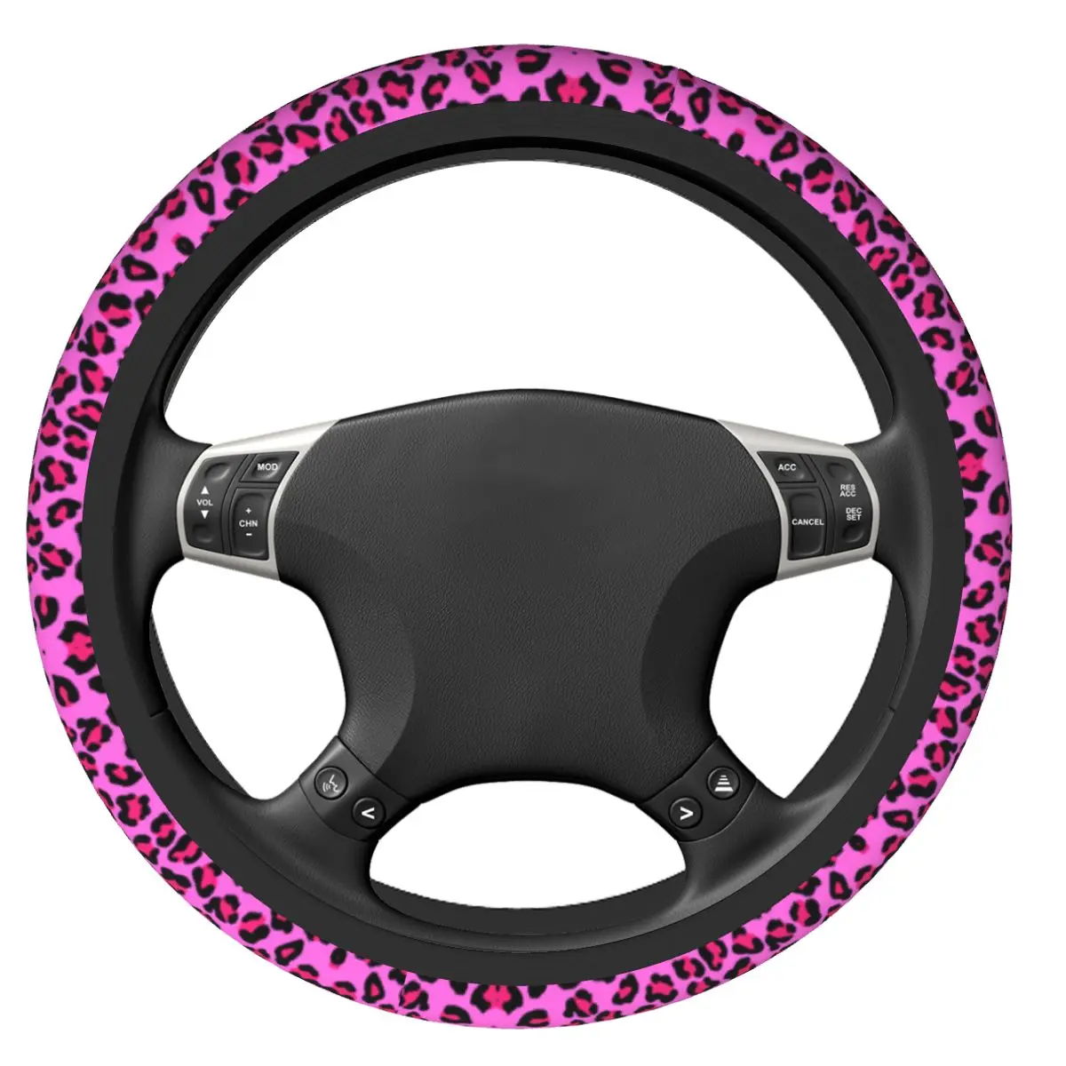 Cheetah Leopard Seamless Steering Wheel Cover Animal Skin Print Dots Steering Wheel Protector Universal 37-38cm Car Accessories