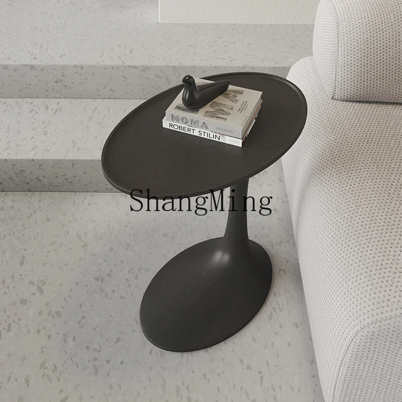 ZYYSofa تخزين جانبي طاولة جانبية من الخشب الصلب الرماد الأبيض المدخن اللون طاولة زاوية غرفة المعيشة المنزل طاولة القهوة الفنية الإبداعية #1