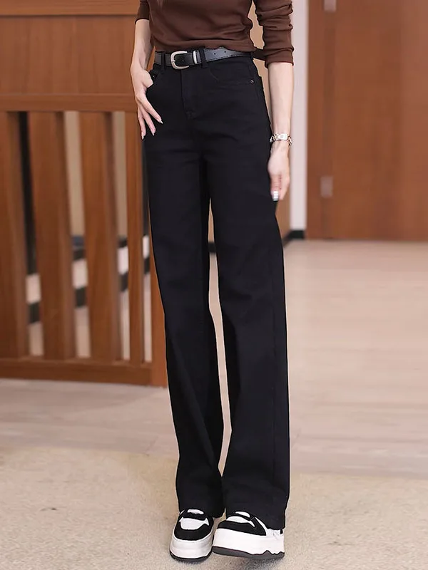 

Удлиненные узкие прямые джинсы с подкладкой Bla Fce, женские повседневные джинсовые брюки с высокой талией, длинные прямые джинсы с контролем живота