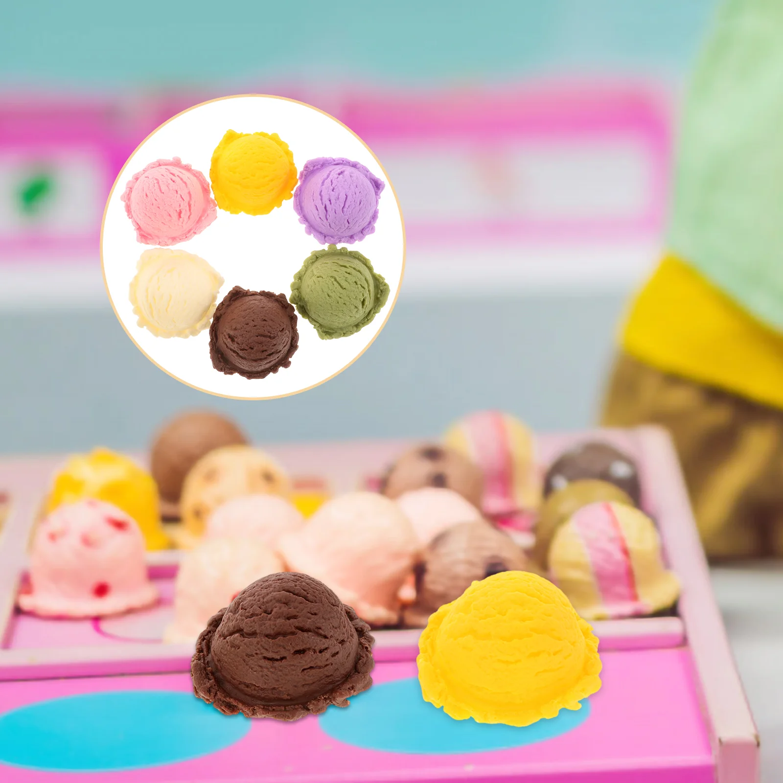 Ice Cream Ball Model Fake Decoration Food Toy Icecream Bar Accessories Plastic Artificial Desserts Cone Prop