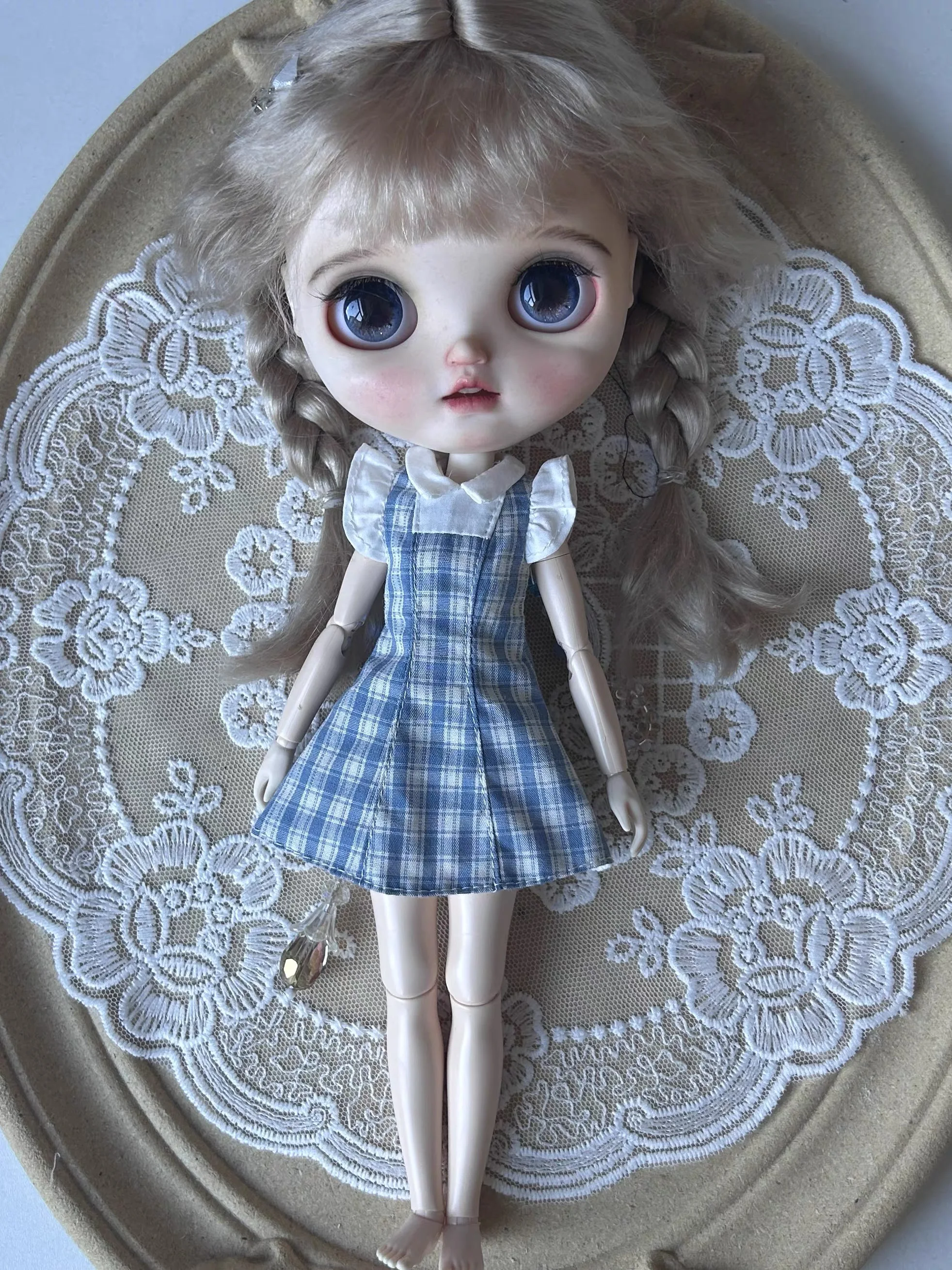 

ICY DBS Blyth Doll Clothe Accessories Fashion Blue / Red Plaid Dress For 19 Joints OB24 Azone Blyth Doll Daily DIY Dress Up