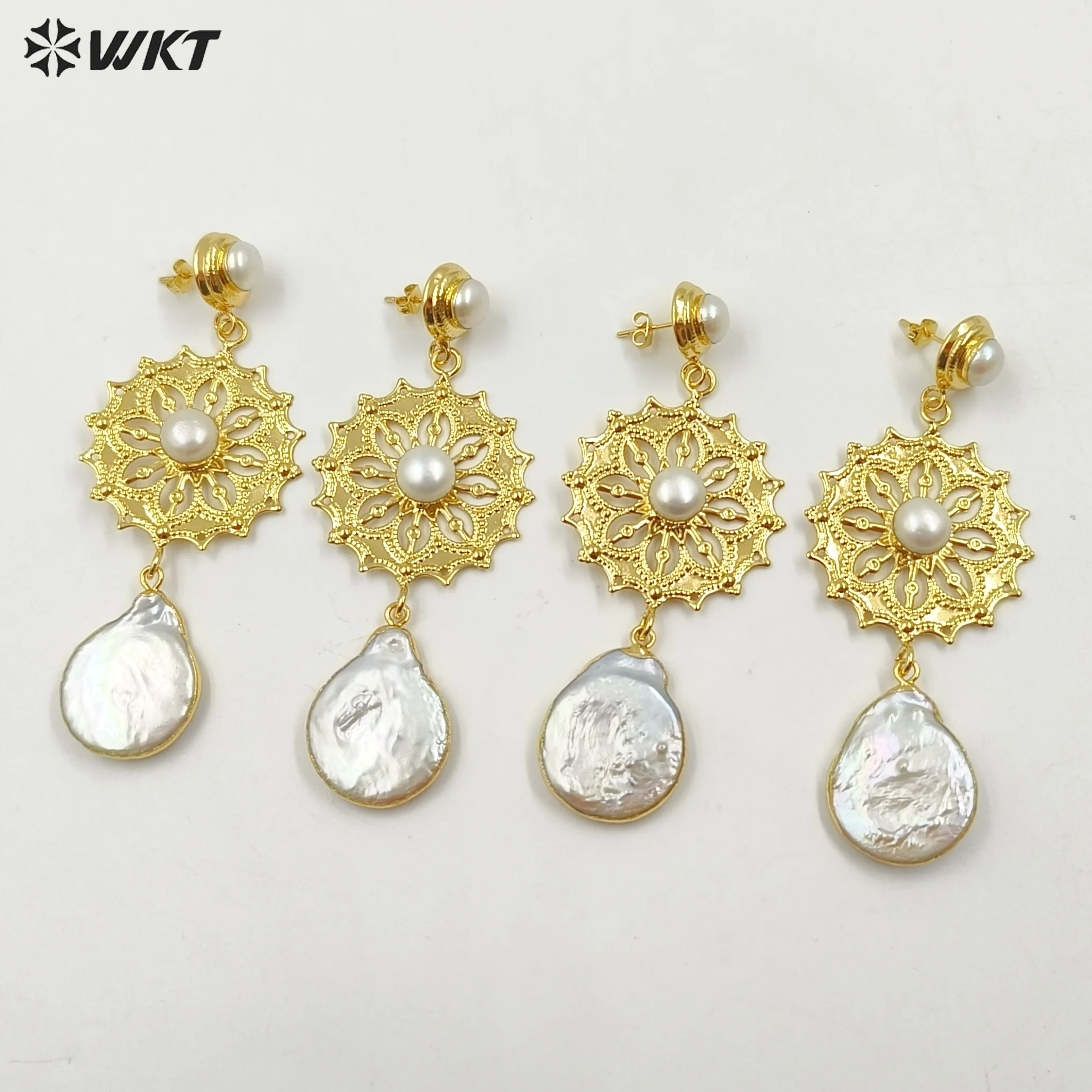 

WT-MPE128 Amazing Design Long Dangle Gorgeous Natural White Pearl Handmade Women Drop Earrings For Wedding Studs