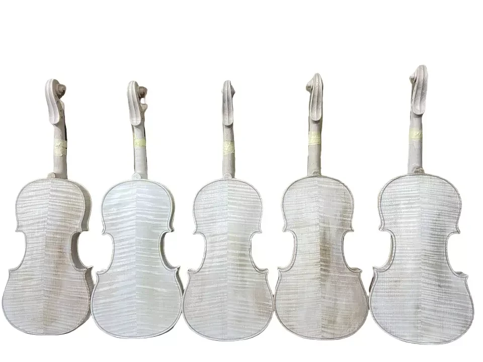 4/4 Size Unfinished Violin New Handmade Solid Spruce Top Flame Maple wood Back Fine sturdy white #US