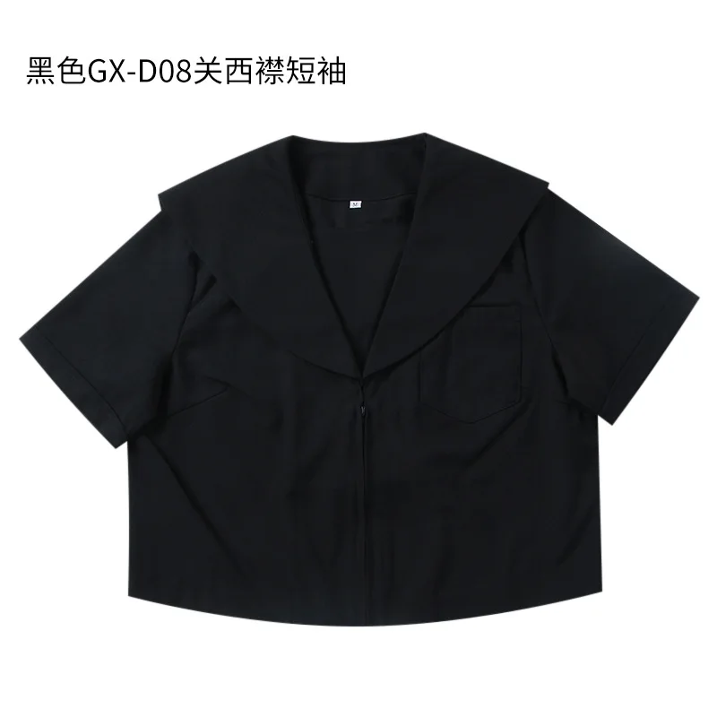 日本のJK制服,ベーシックなトップス,黒のセーラースーツ,半袖と長いTシャツ,カバーオール,カントカンサイラペル