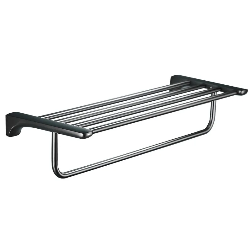 

Gun gray towel rack non-punching bathroom 304 stainless steel wall rack toilet toilet towel rack