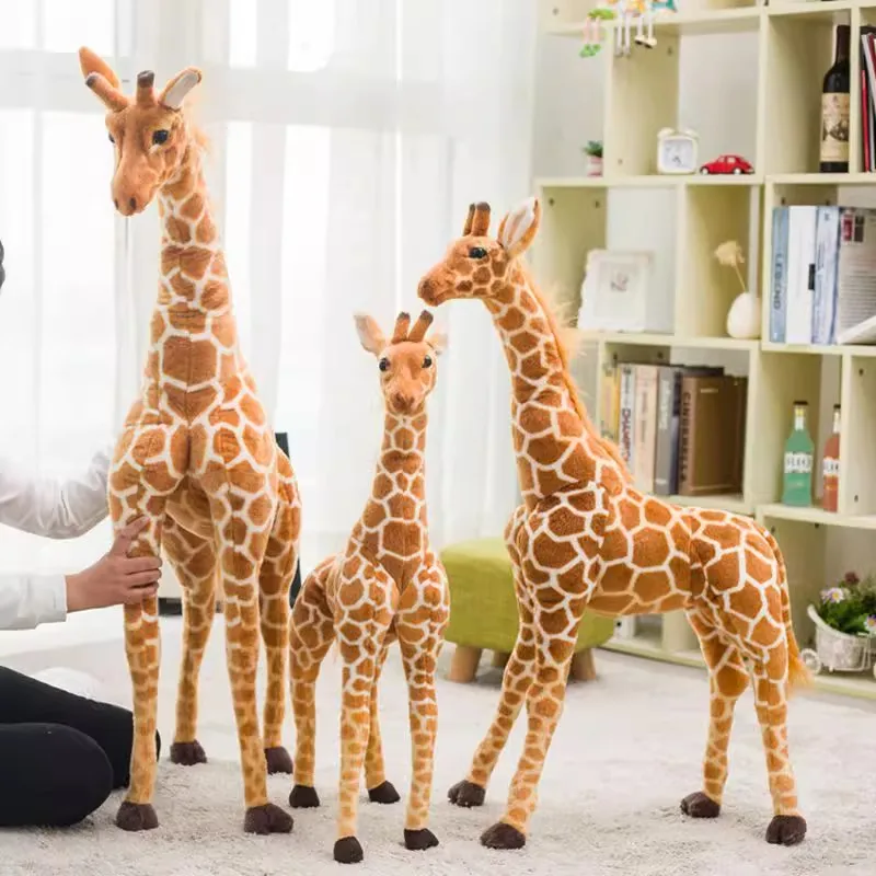 

100cm Large Plush Toy Simulation Animal Deer Standing Giraffe Stuffed Doll Model Home Decoration Kids Child Best Gift