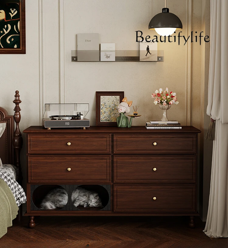 French Style Antique Solid Wood Dressing Table Living Room Wall American Style Retro Storage Cat Nest Locker