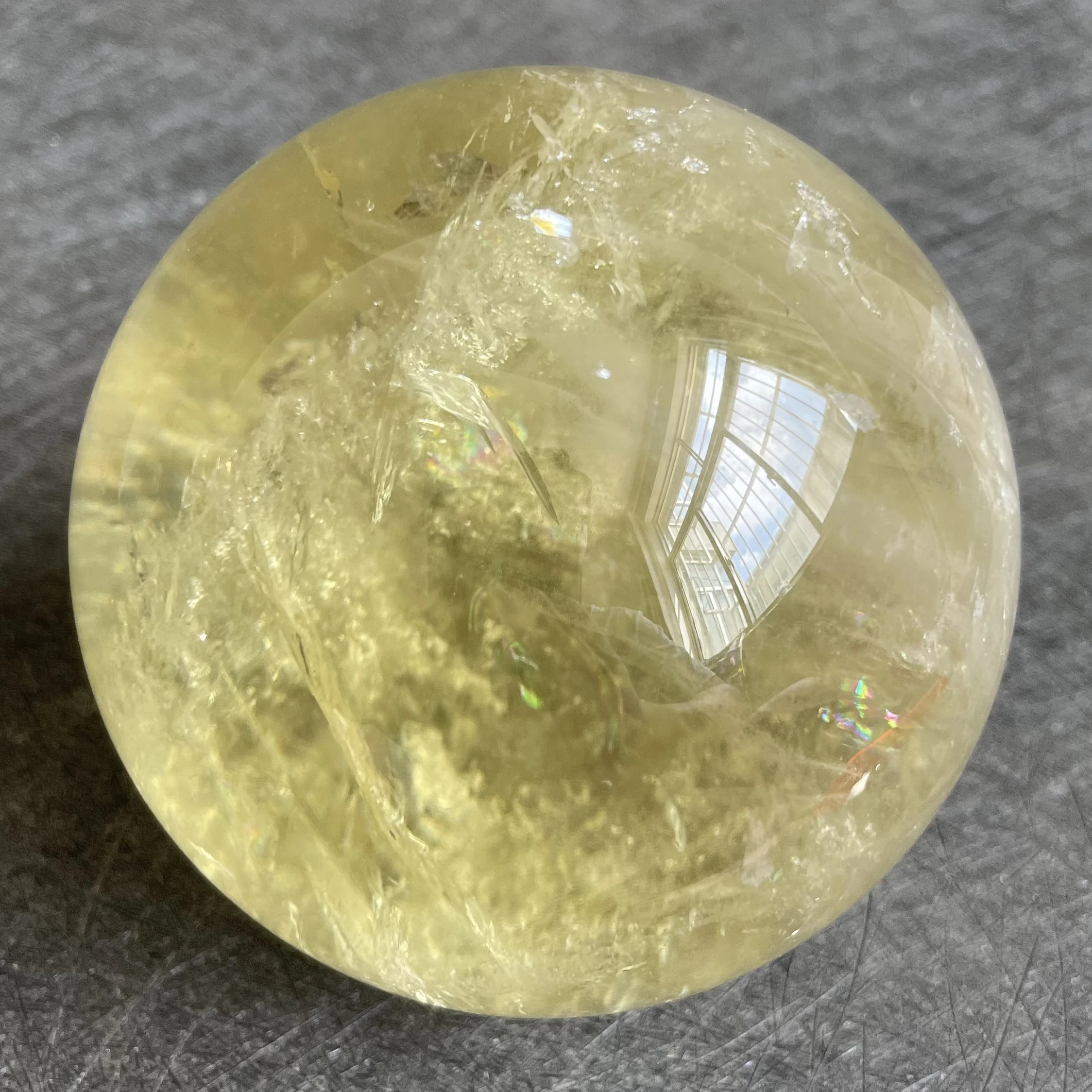 840g Natural Stone Citrine Crystal Ball Rainbow Quartz Sphere Polished Rock Reiki Healing W25