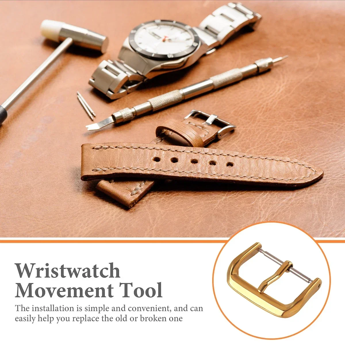 Stainless Steel Watch Pin Buckle 8/10/12/14/16/18/20/22/24mm Replace Metal Silver Black Watchbands Strap Clasp Watch Accessories