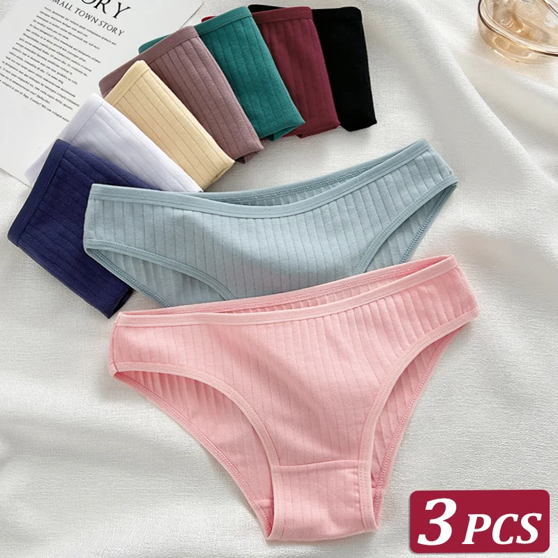 

3 шт./компл. женские хлопковые трусики, сексуальное нижнее белье с низкой талией, дышащие трусы для девочек, женские M-XL, однотонное нижнее белье в полоску